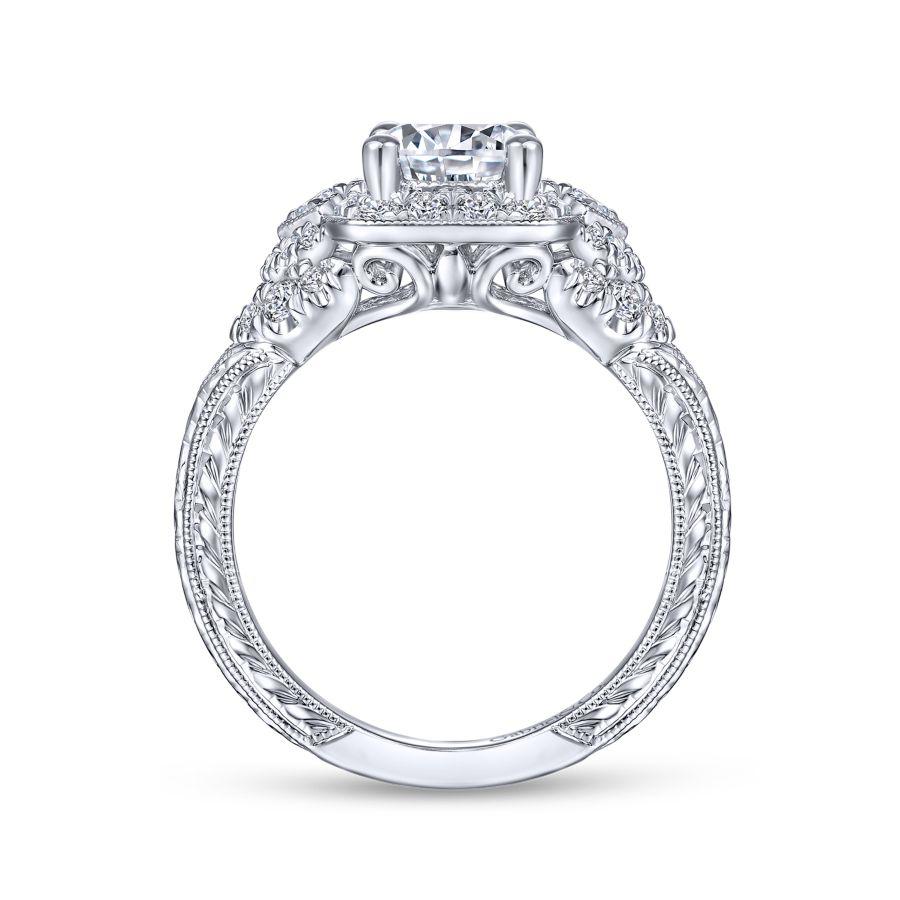 GABRIEL & CO – VINTAGE ROUND HALO ENGAGEMENT RING – Beard's Diamonds