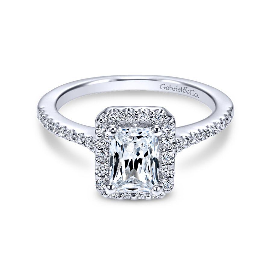 GABRIEL & CO – EMERALD HALO DIAMOND ENGAGEMENT RING - Beard's Diamonds