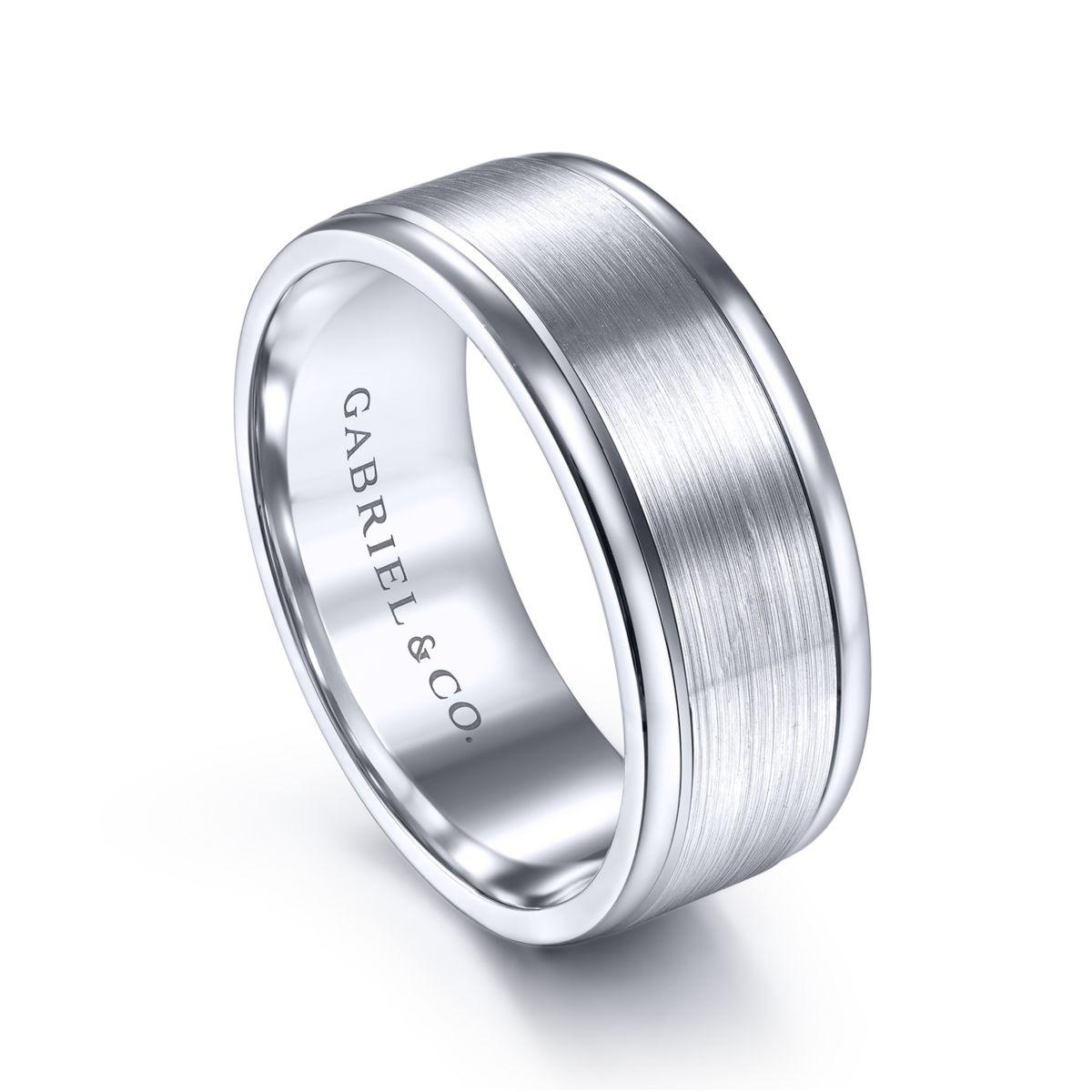 Gabriel & Co. 8MM – Satin Center and Polished Edge Men’s Wedding Band ...