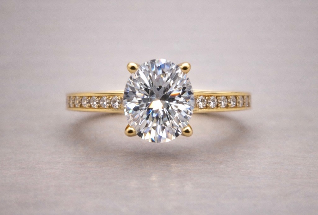 diamond channel set engagement ring